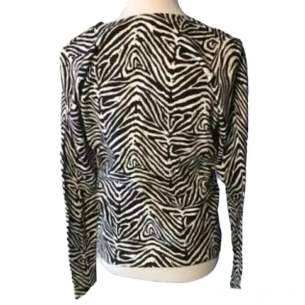 Michael Kors Zebra Print VNeck Cardigan size M
